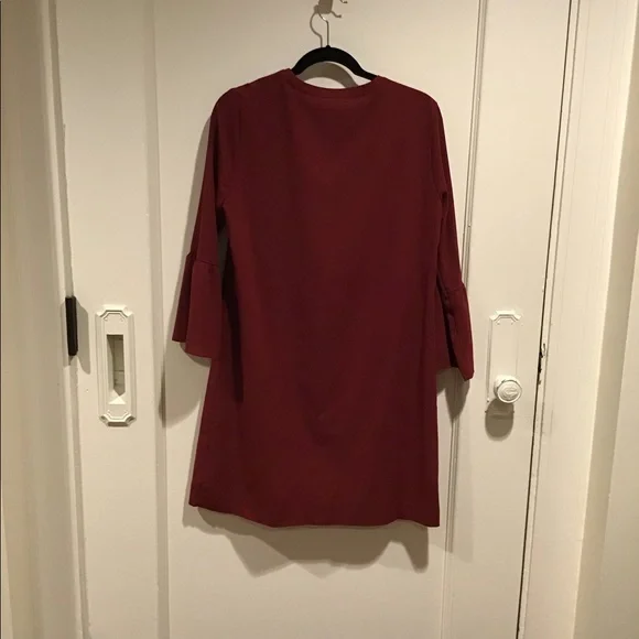 J.Crew Maroon Bell Sleeve Shift Dress | Classic Minimalist | Work to Weekend - Picture 4 of 4